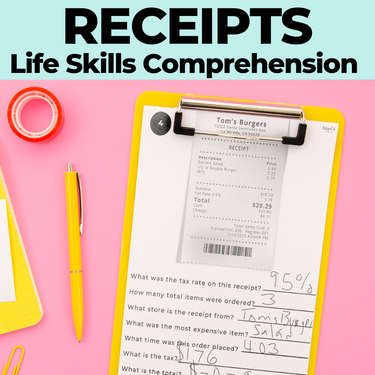 Receipt Reading Comprehension (Printable PDF)